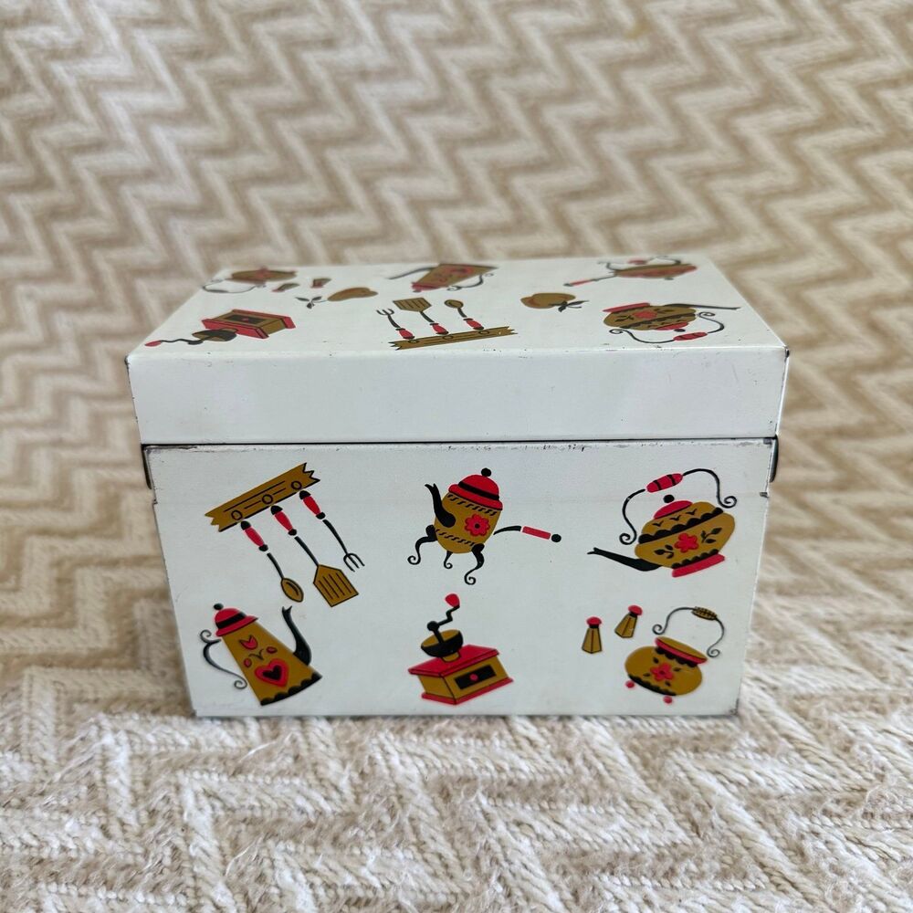 Vintage Ohio Art Tin Recipe Card Box Holder - Picture 3 of 6